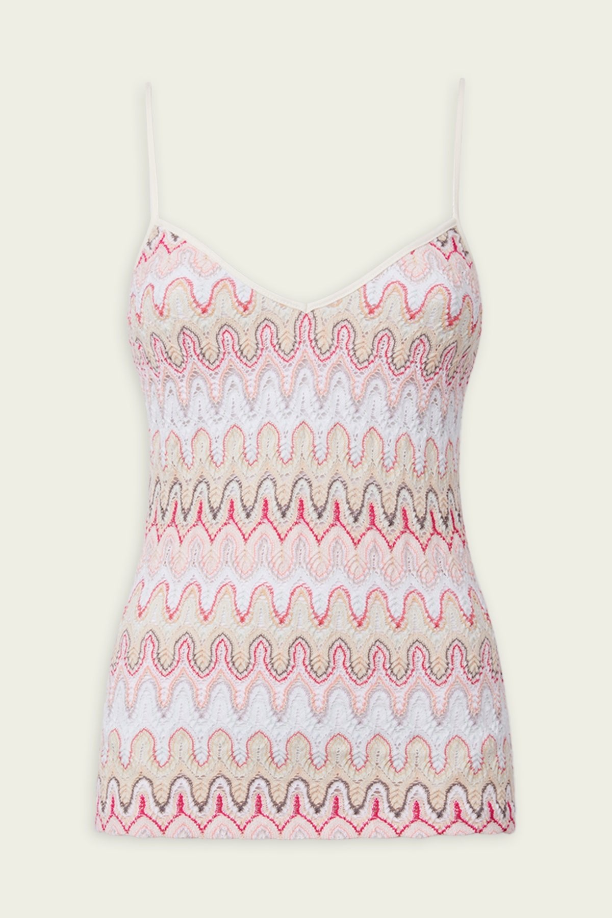Zig-Zag Strappy Top in Pink Off-White - shop-olivia.com