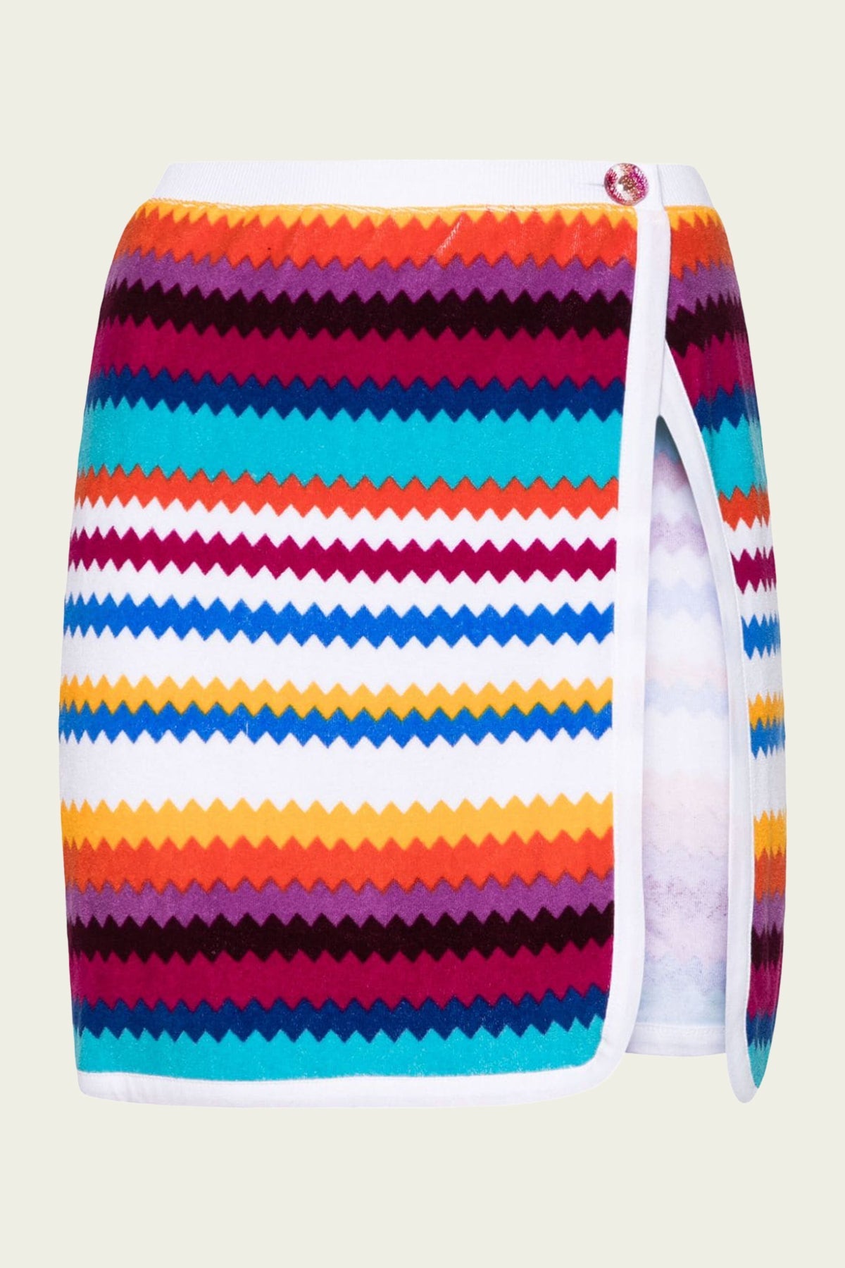 Zig-Zag Terry Mini Skirt in Multicolor Chevron - shop-olivia.com