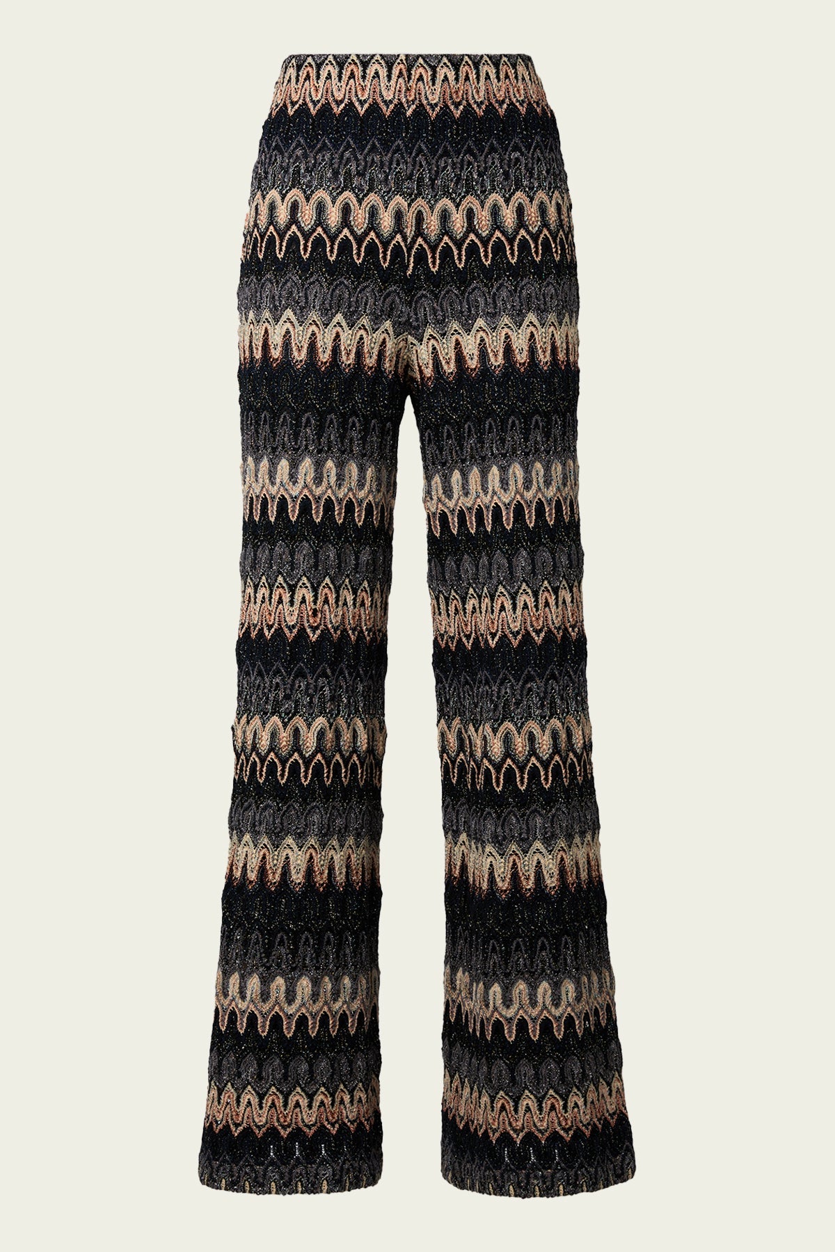 Zig-Zag Woven Trousers in Dark Tones - shop-olivia.com