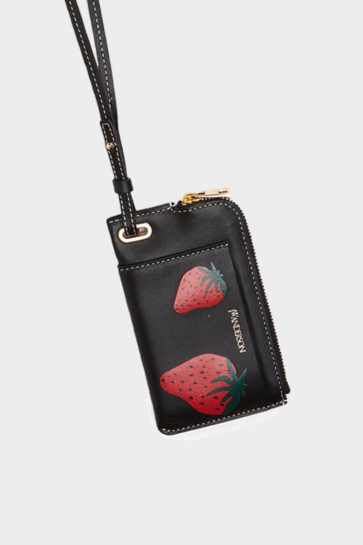 Zip-Up Cardholder with Strap in Black and Red - shop-olivia.com